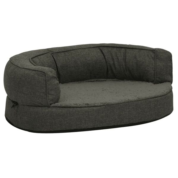 vidaXL ergonomisk hundeseng 60x42 cm h&oslash;r-look fleece m&oslash;rkegr&aring;