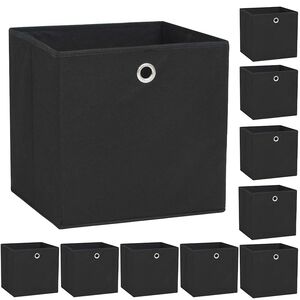 vidaXL opbevaringskasser 10 stk. ikke-v&aelig;vet stof 32x32x32 cm sort