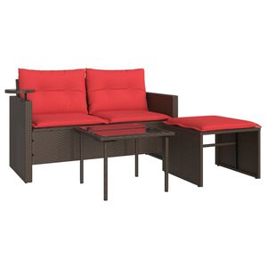 vidaXL havesofas&aelig;t 3 dele med hynder brun polyrattan