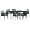 vidaXL Have Spisebordss&aelig;t 7 pcs Sort PE Rattan