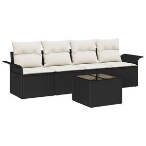 vidaXL Sofa S&aelig;t med pude 5 pcs Sort polyrattan