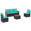 vidaXL havesofas&aelig;t med 6 hynder sort polyrattan