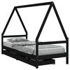 vidaXL sengeramme til juniorseng m. skuffer 90x190 cm massivt fyr sort