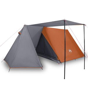 vidaXL 3-personers campingtelt vandt&aelig;t gr&aring; og orange