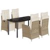 vidaXL spisebordss&aelig;t til haven 5 dele med hynder polyrattan beige