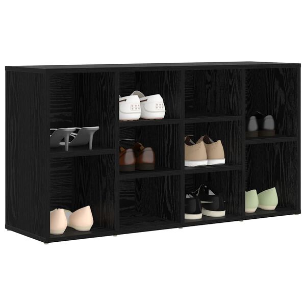 vidaXL Sko bænk med hylde Sort eg 103 x 30 x 54,5 cm Konstrueret træ