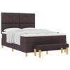 vidaXL Box spring seng med hovedg&aelig;rde M&oslash;rkebrun 200 x 140 cm Stof
