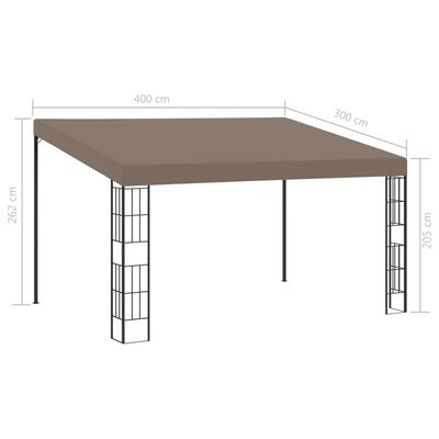 vidaXL vægmonteret pavillon 4x3 m stof gråbrun