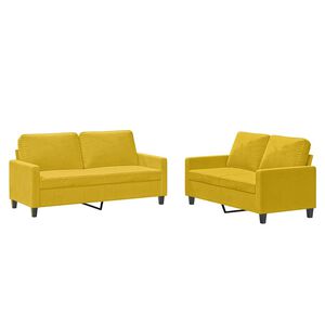 vidaXL sofas&aelig;t 2 dele med hynder velour gul