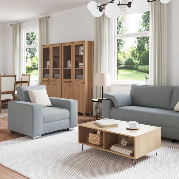 vidaXL Sofa 3 pcs Lysegr&aring; Linned-blandet stof