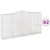 vidaXL buede gabionkurve 2 stk. 400x50x200/220 cm galvaniseret jern