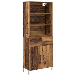 vidaXL Highboard Gammelt tr&aelig; 69,5 x 32,5 x 180 cm Konstrueret tr&aelig;