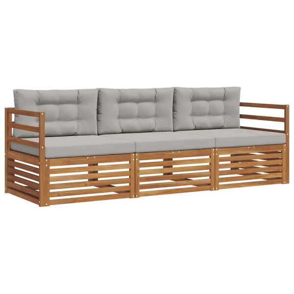 vidaXL Udend&oslash;rs sofagruppe med pude 3 pcs Naturlig og Lys Gr&aring;