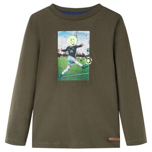 vidaXL Lang&aelig;rmet T-shirt til b&oslash;rn str. 104 kakifarvet