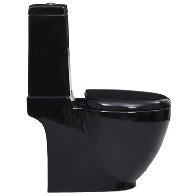 vidaXL keramisk toilet med rund bund afløb i bunden sort