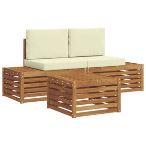 vidaXL Udend&oslash;rs sofagruppe med pude Naturlig og Fl&oslash;de 59 x 59 x 37 cm
