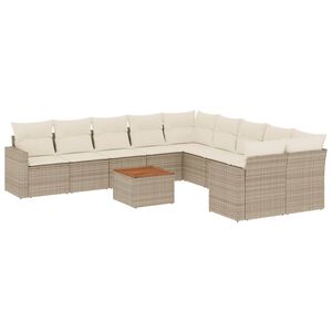 vidaXL sofas&aelig;t til haven 11 dele med hynder polyrattan beige