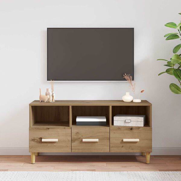 vidaXL TV-skab med skuffe Artisan eg 102 x 36 x 50 cm Konstrueret tr&aelig;