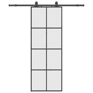 vidaXL skyded&oslash;r med hardwares&aelig;t 76x205 cm ESG glas sort
