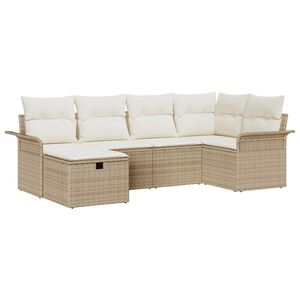 vidaXL Havesofa S&aelig;t med pude med opbevaring 6 pcs Poly rattan