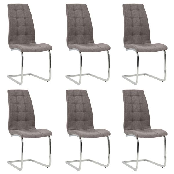 vidaXL spisebordsstole med cantilever 6 stk. stof gr&aring;brun