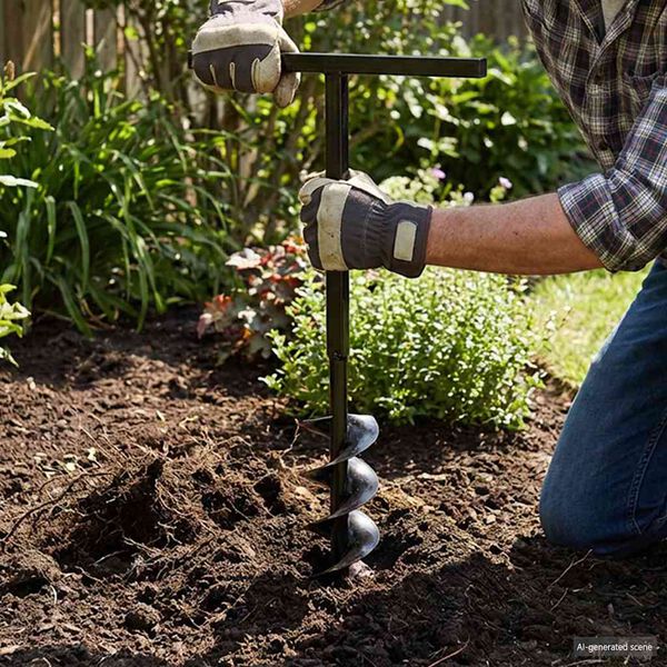 P&aelig;lebor med h&aring;ndtag, 100 mm, med forl&aelig;ngerr&oslash;r, 13 m, st&aring;l