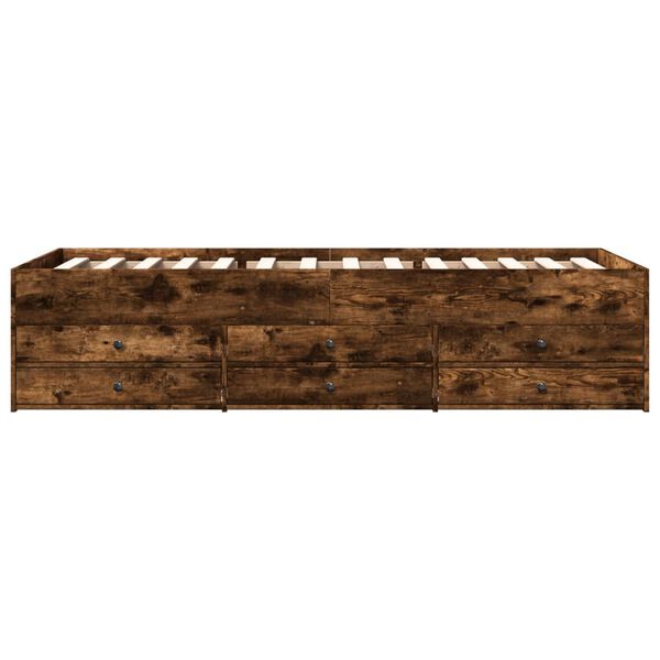 vidaXL daybed med skuffer uden madras 100x200 cm røget eg