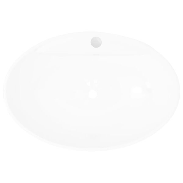 Luksuriøs håndvask med overløbshul og afløbshul oval keramik