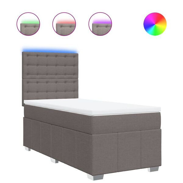 vidaXL kontinentalseng med madras 100x200 cm stof gr&aring;brun