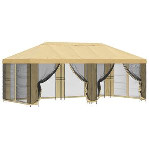 vidaXL Pavillon med sidetapper 6 x 3 m Cremefarvet Polyester og St&aring;l
