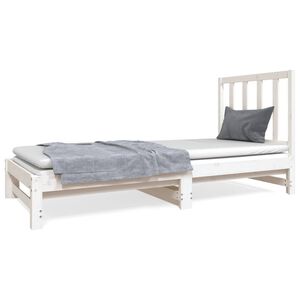 vidaXL daybed med udtr&aelig;k 2x(90x190) cm massivt fyrretr&aelig; hvid