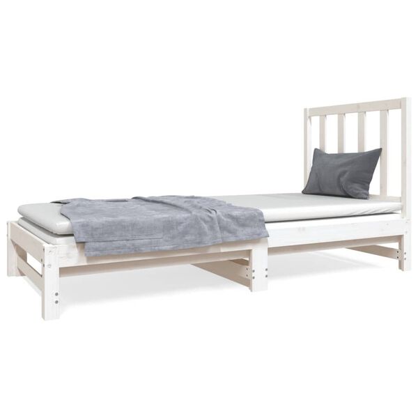 vidaXL daybed med udtr&aelig;k 2x(90x190) cm massivt fyrretr&aelig; hvid