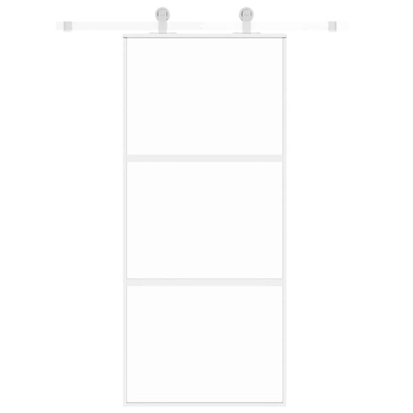 vidaXL skydedør 90x205 cm hærdet glas og aluminium hvid