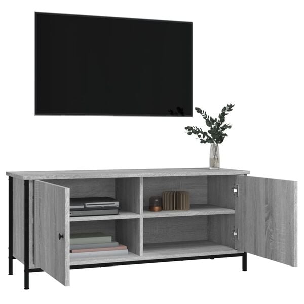 vidaXL tv-bord med l&aring;ger 102x35x45 cm konstrueret tr&aelig; gr&aring; sonoma-eg