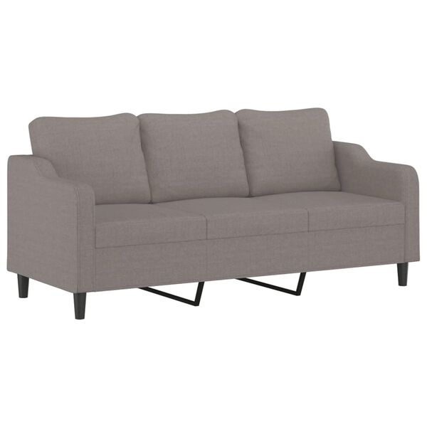 vidaXL 3-personers sofa med fodskammel 180 cm stof Gr&aring;brun