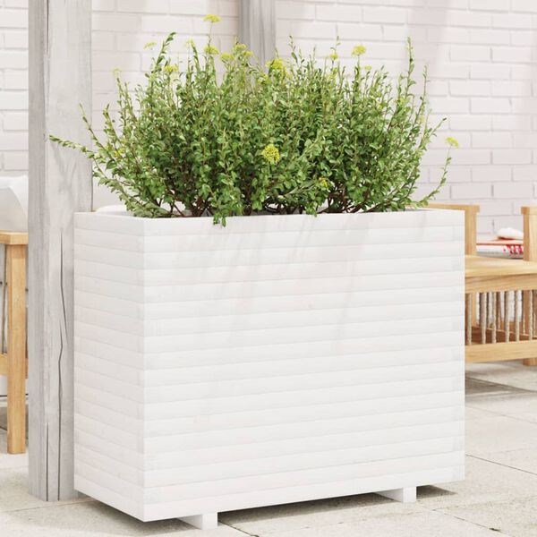 vidaXL plantekasse 90x40x72 cm massivt fyrretræ hvid