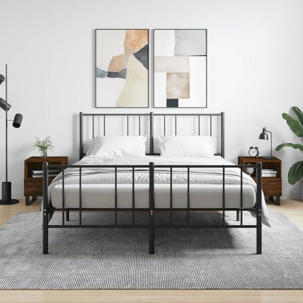 vidaXL sengeborde 2 stk. 40x35x47,5 cm konstrueret tr&aelig; brunt egetr&aelig;