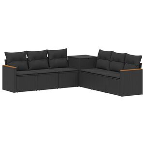 vidaXL Sofa S&aelig;t 7 stk. Sort Poly Rattan og St&aring;l