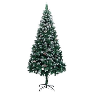 vidaXL kunstigt juletr&aelig; med grankogler og hvid sne 240 cm
