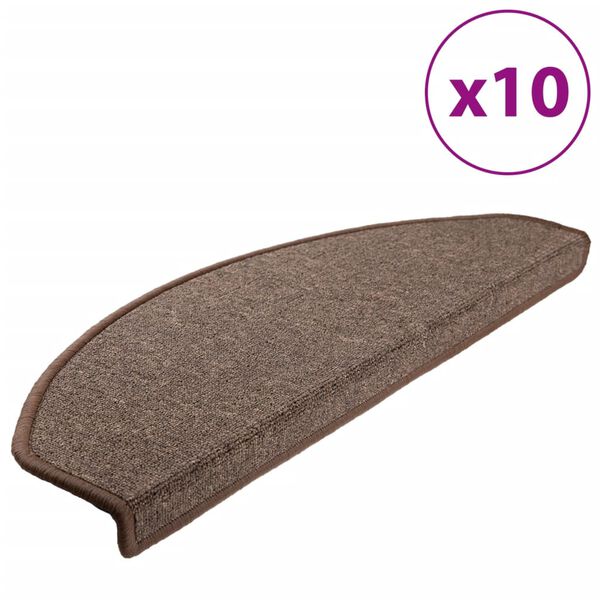 vidaXL trappemåtter 10 stk. 65 x 24 x 4 cm kaffebrune halvrund store