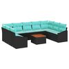 vidaXL Havesofa S&aelig;t 10 stk. Sort polyrattan