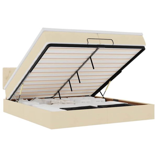 vidaXL osmannisk sengeramme med madrasser 200x200 cm stof cremefarvet