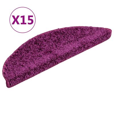 vidaXL 15 stk. trappemåtter 56x17x3 cm violet