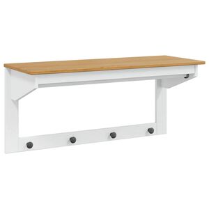 vidaXL Jakkeholder HILL Hvid og honningbrun 90 x 35 x 41.5 cm