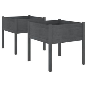 vidaXL plantekasser 2 stk. 70x70x70 cm massivt fyrretr&aelig; gr&aring;