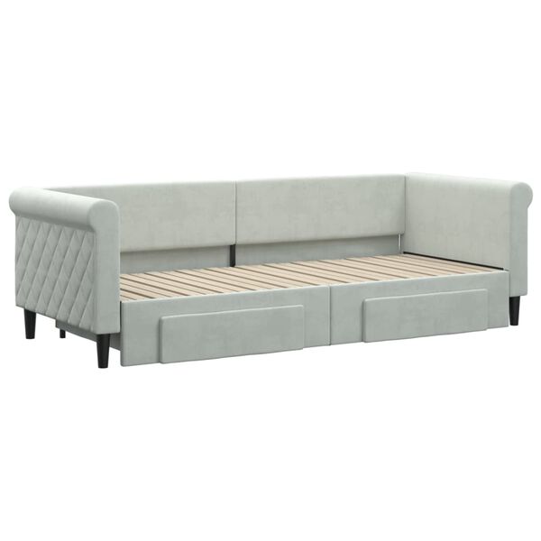 vidaXL daybed med udtræk og skuffer 80x200 cm velour lysegrå