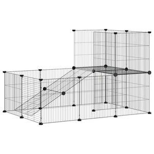 vidaXL 20-panels k&aelig;ledyrsindhegning med l&aring;ge 35x35 cm st&aring;l sort