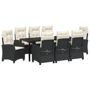 vidaXL Have Spisebordss&aelig;t 9 stk. Sort polyrattan