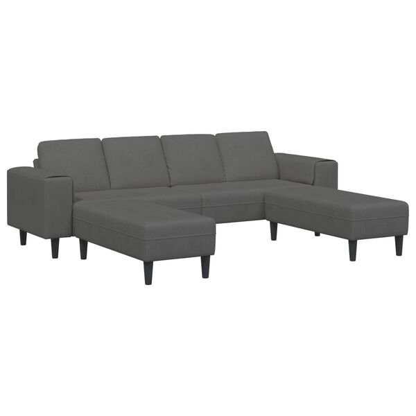 vidaXL Sofa med pude M&oslash;rkegr&aring; 250 x 188 x 76 cm Velourstof