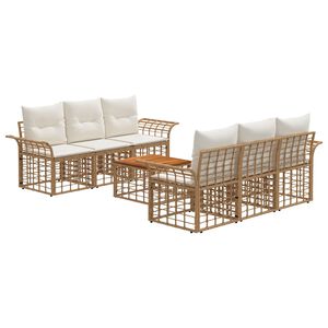 vidaXL Udend&oslash;rs sofagruppe 7 stk. Naturlig og Creme Hvid polyrattan